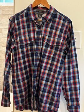 Ex Officio Plaid Button-Up Shirt - Blue/Red